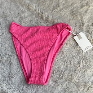 Good American Bright Pink Textured High-Rise Bikini Bottoms size 00/0